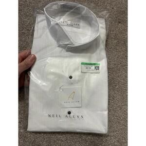 NWT Neil Allyn Tuxedo Shirt Mens S 32/33 White Laydown Collar Pleated